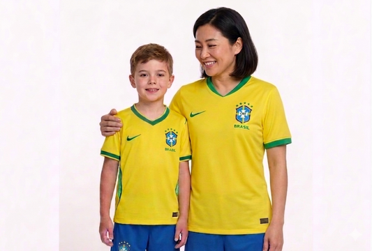 Kit Família Brasil: Camisa Infantil + Camisa Mãe - Amarela