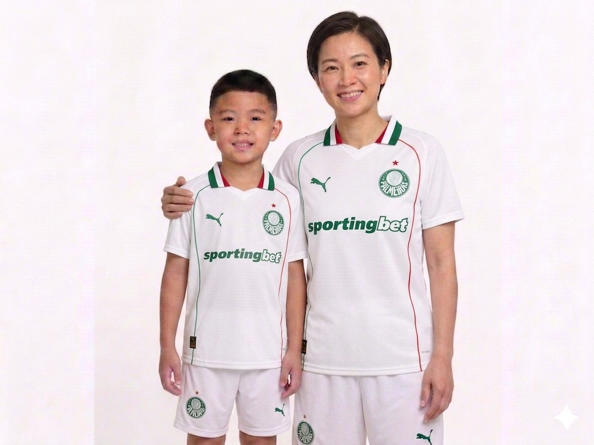 Kit Família Palmeiras: Camisa Infantil + Camisa Mãe - Branca