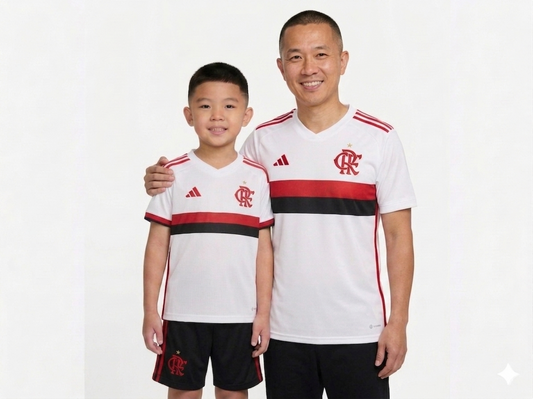 Kit Família Flamengo: Camisa Infantil + Camisa Pai - Branca