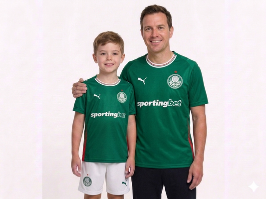 Kit Família Palmeiras: Camisa Infantil + Camisa Pai - Verde