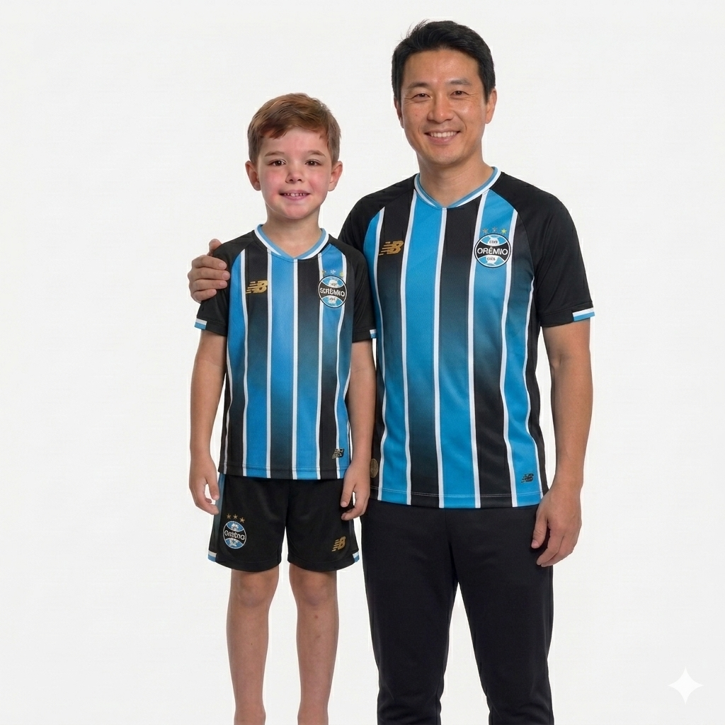 Kit Família Grêmio: Camisa Infantil + Camisa Pai - Tricolor