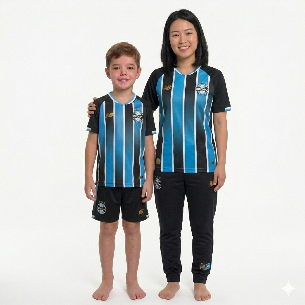 Kit Família Grêmio: Camisa Infantil + Camisa Mãe - Tricolor