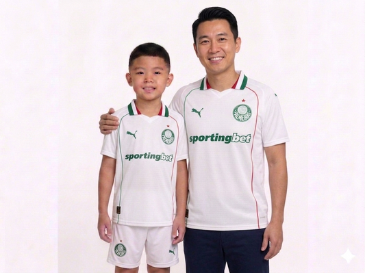 Kit Família Palmeiras: Camisa Infantil + Camisa Pai - Branca