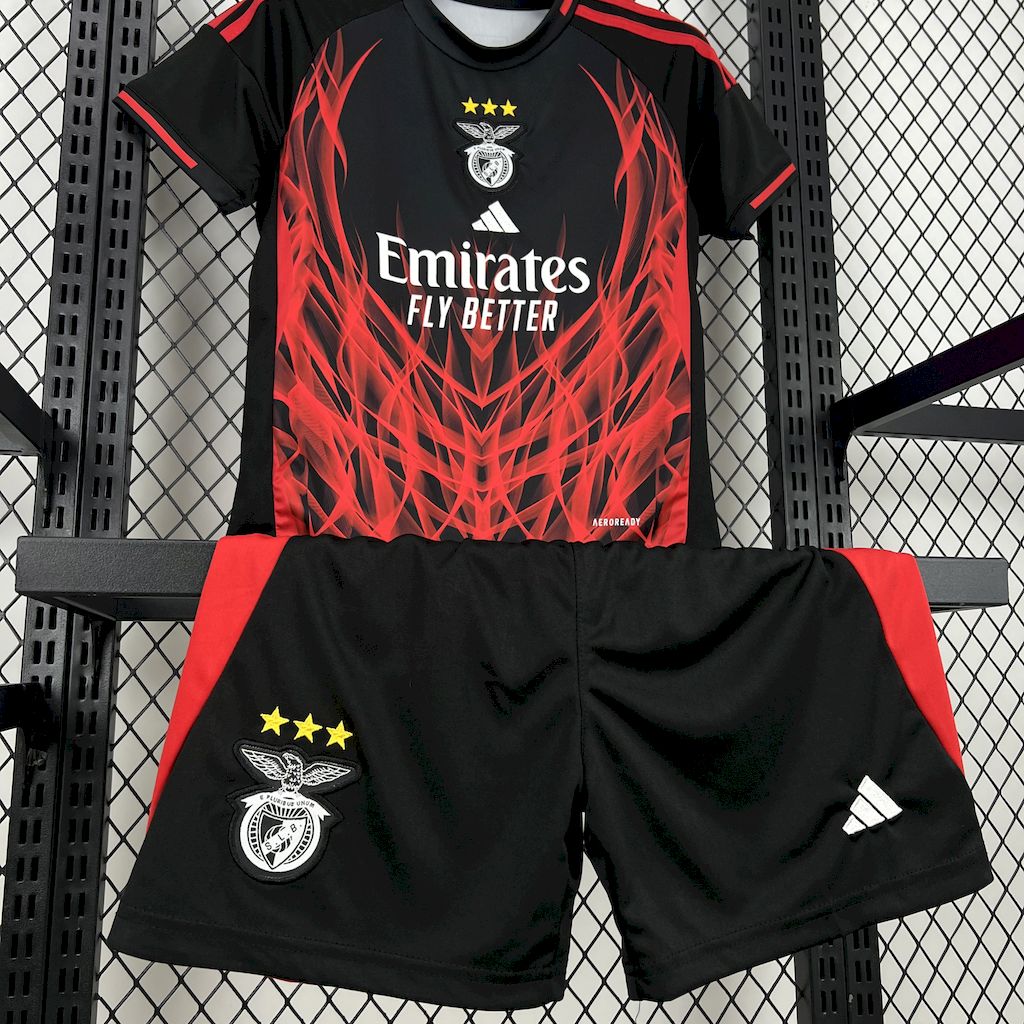 Kit Infantil Benfica Fourth 24/25 - Preto e Vermelho