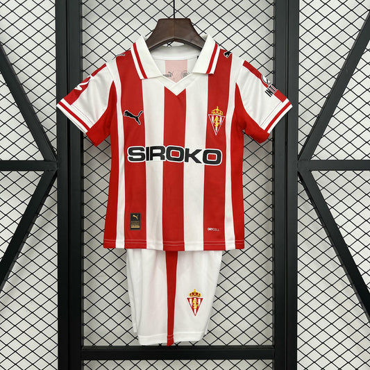 Kit Infantil Sporting Gijon Home 25/26 . - Vermelho e Branco