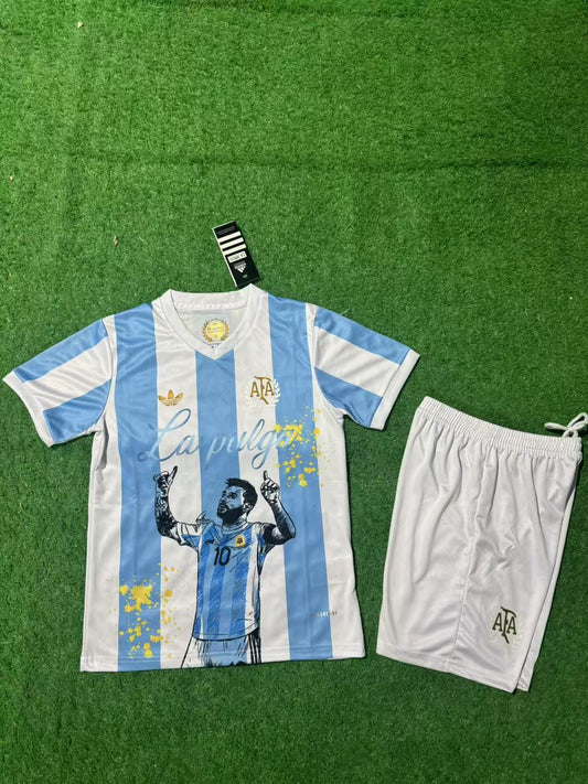 Kit Infantil Argentina Edição Especial Messi 24/25 -Azul e Branca