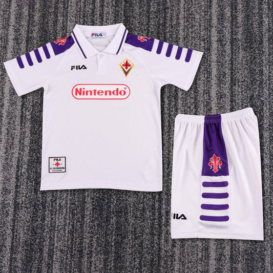 Kit Infantil Fiorentina Away Retrô 1998 . Fila  - Branca