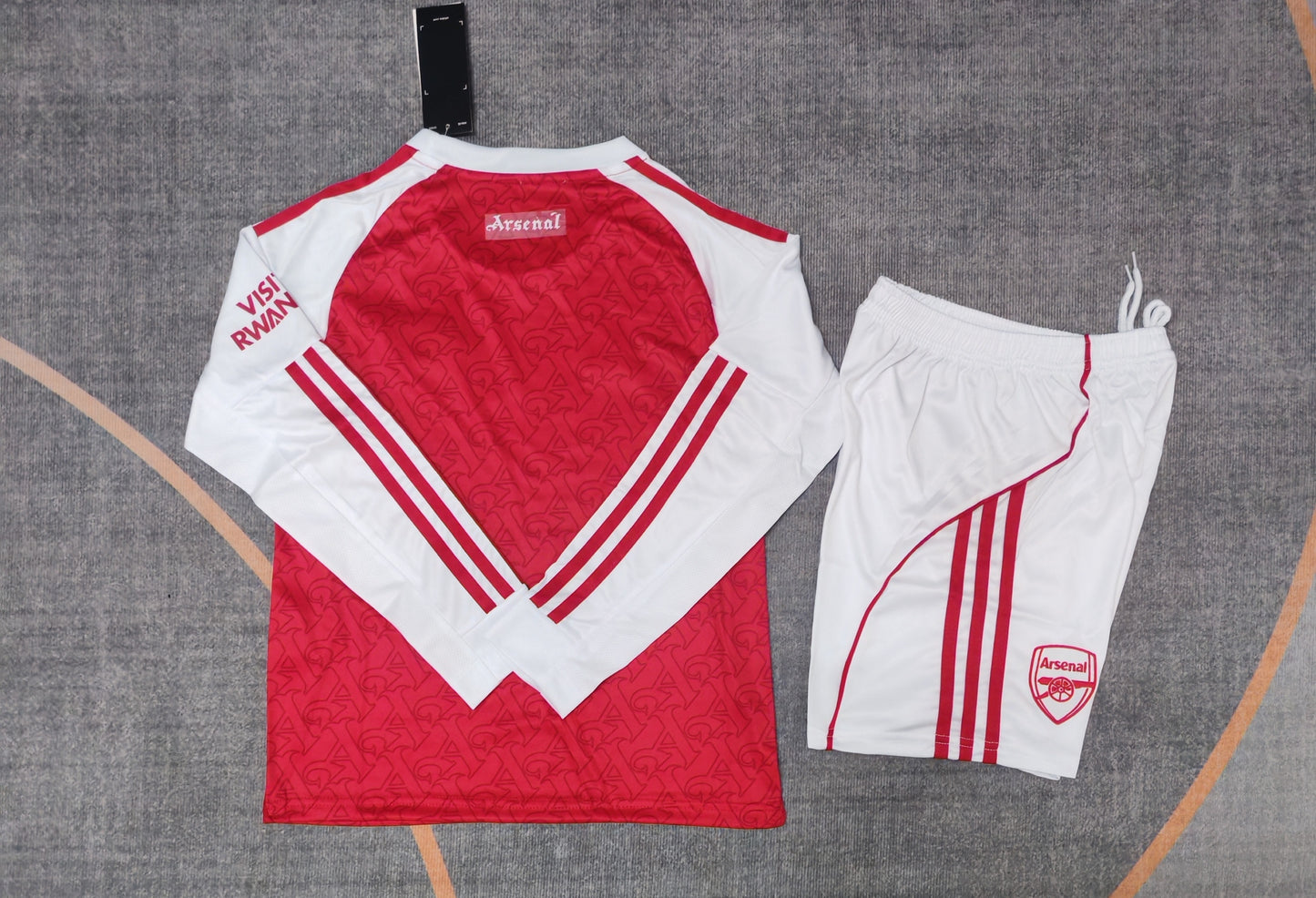 Kit Infantil Arsenal Home Manga Longa 25/26 . - Vermelho e Branco