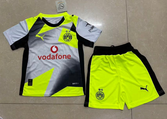 Kit Infantil Borussia Dortmund Goleiro 25/26 - Cinza e Amarela