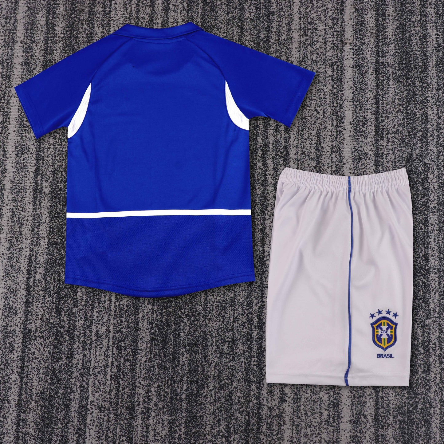 Kit Infantil Brasil Retro Away 2002 Feminino - Azul