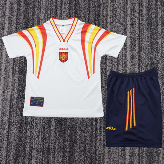 Kit Infantil Espanha Away Retro 1996 - Branco