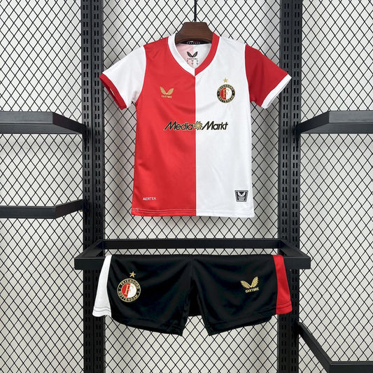 Kit Infantil Feyenoord Home 25/26 Castore -Branca e Vermelho