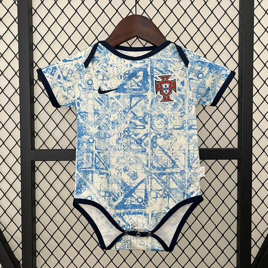 Body Bebê Infantil Portugal Away 24/25 . - Branco e Azul