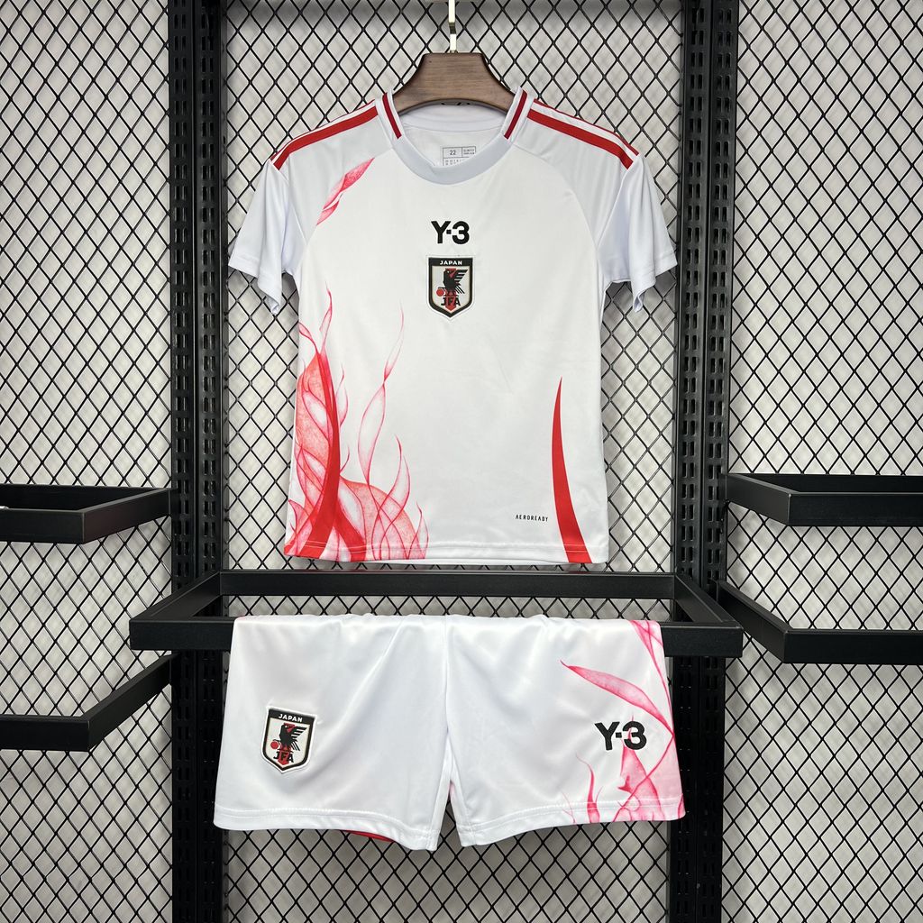 Kit Infantil Japão Away 24/25 Y-3  - Branco e Vermelho
