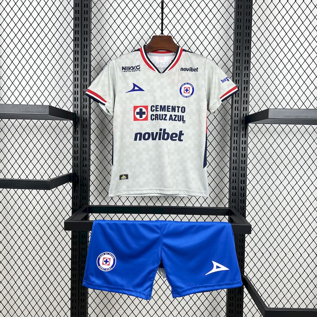 Kit Infantil Cruz Azul Away 25/26 Pirma . -Branco