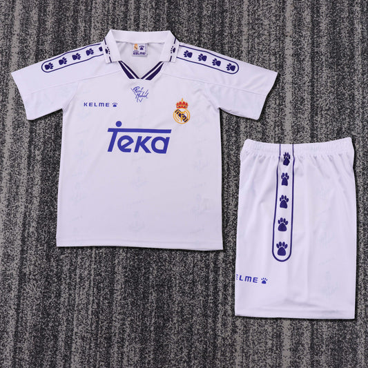 Kit Infantil Real Madrid Home Retrô 96/97 Kelme - Branco
