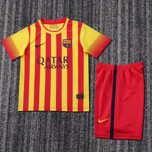 Kit Infantil Barcelona Away Retrô 14/15 - Amarelo e Laranja