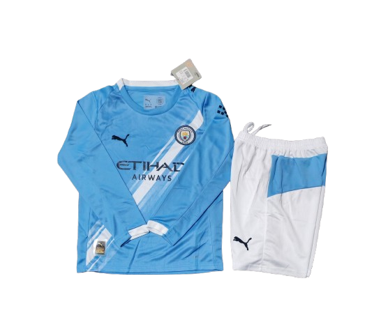 Kit Infantil Manchester City Home Manga Longa 25/26 -Azul