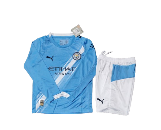 Kit Infantil Manchester City Home Manga Longa 25/26 -Azul