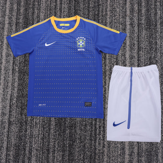 Kit Infantil Brasil Retro Away 2010 - Azul
