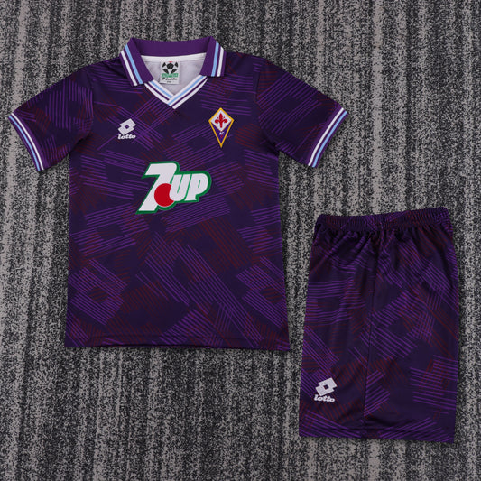 Kit Infantil Fiorentina Home Retrô 1992 . Lotto  - Roxo
