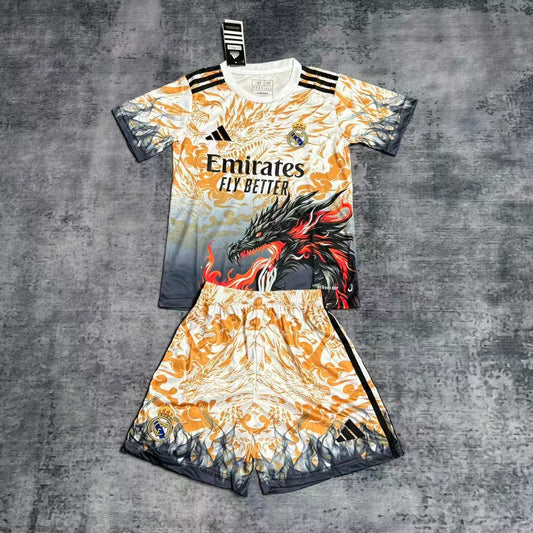 Kit Infantil Real Madrid Edição Especial Dragão 25/26 -Amarelo