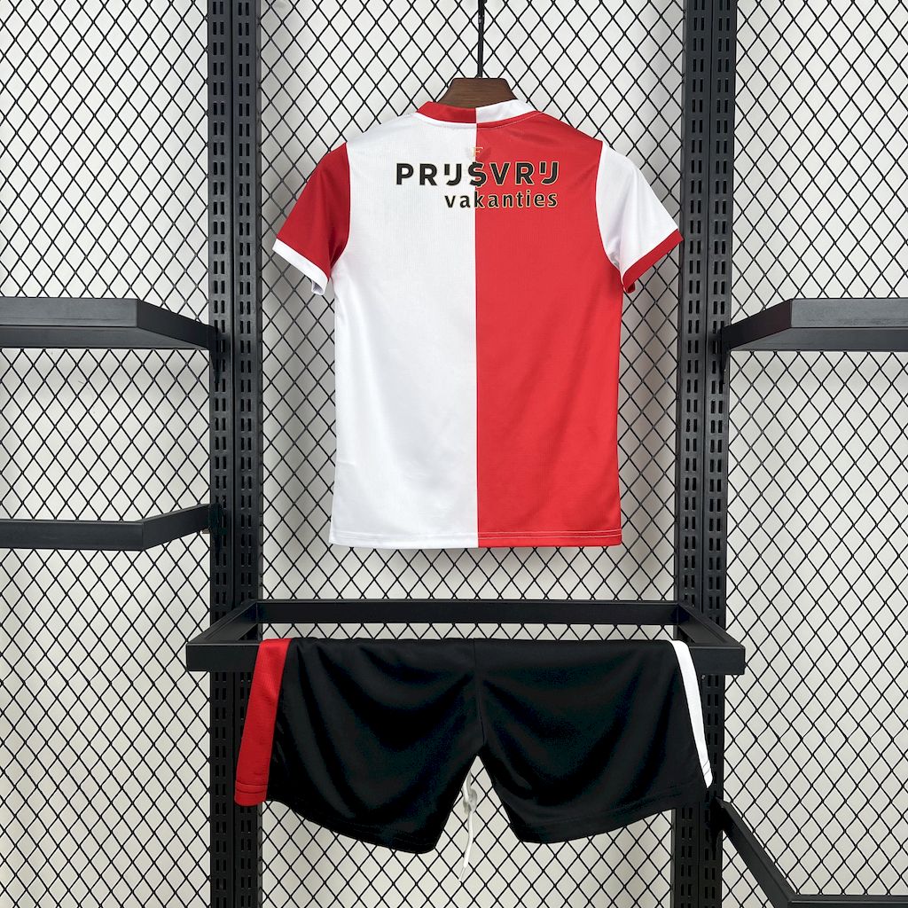 Kit Infantil Feyenoord Home 25/26 Castore -Branca e Vermelho