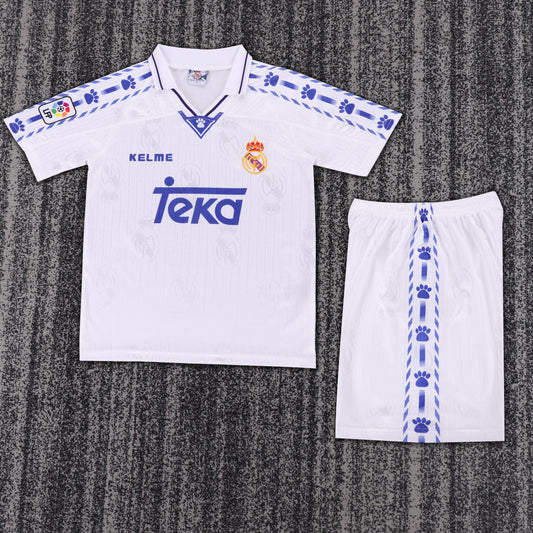 Kit Infantil Real Madrid Home Retrô 96/97 Kelme - Branco