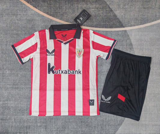 Kit Infantil Athletic Bilbao Home 25/26 Castore  - Vermelho e Branco