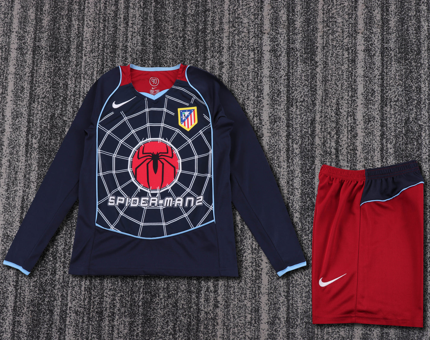 Kit Infantil Atletico de Madrid Away Retrô 04/05 - Azul Escuro
