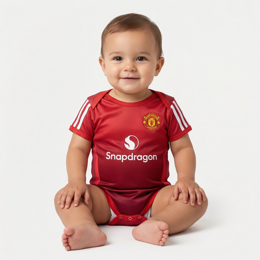 Body Bebê Infantil Manchester United Home 25/26  - Vermelho