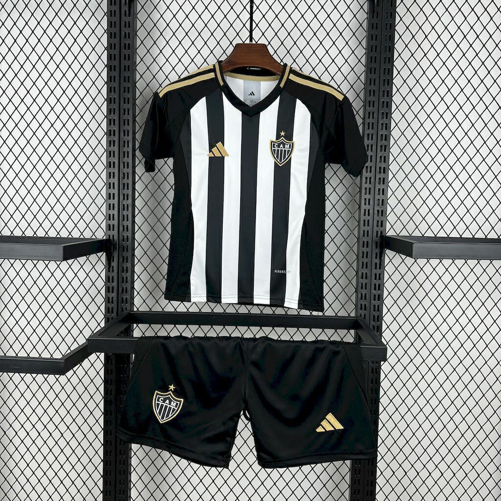 Kit Infantil Atlético Mineiro Home 25/26 -Preto e Branco Listrada
