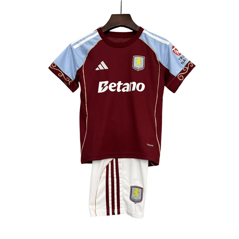Kit Infantil Aston Villa Home 25/26 . - Vermelho e Azul