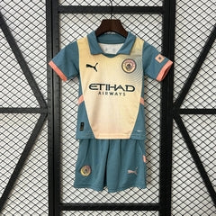 Kit Infantil Manchester City Fourth 24/25 . - Amarelo e Verde